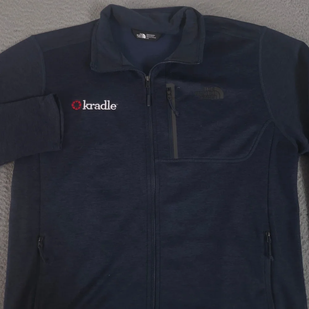 The North Face Jacket Mens L Navy Skyline Full-Zip Fleece Kradle Logo Pocket
